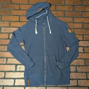 Ampersand Avenue Heather‎ Gray Full-Zip Hoodie Leather Accents Women's L Cozy